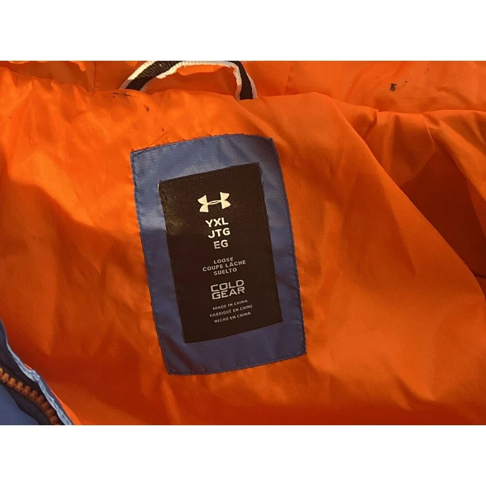 Under Armour Loose Long Sleeve Full Zip YXL JTG EG Cold Gear Jacket Blue‎ Orange